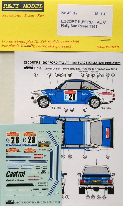 1/43 Ford Escort II Rally San Remo 1981