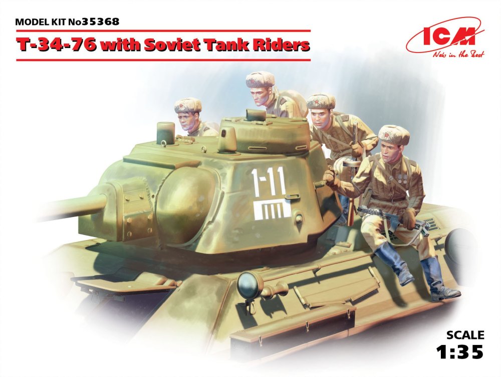 1/35 T-34-76 with Soviet Tank Riders (4 fig.)