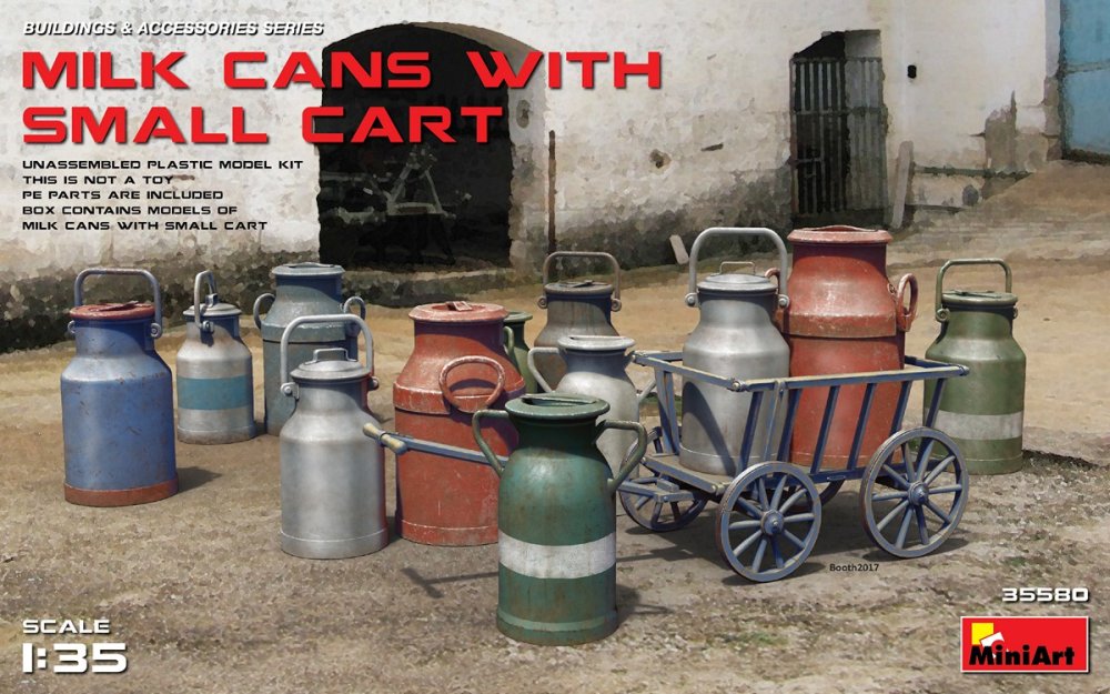 1/35 Milk Cans with Small Cart