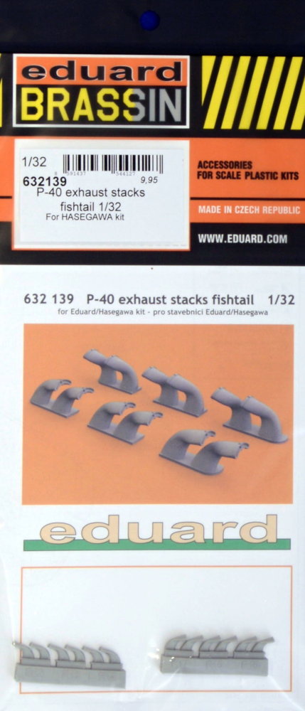 BRASSIN 1/32 P-40 exhaust stacks fishtail (HAS)