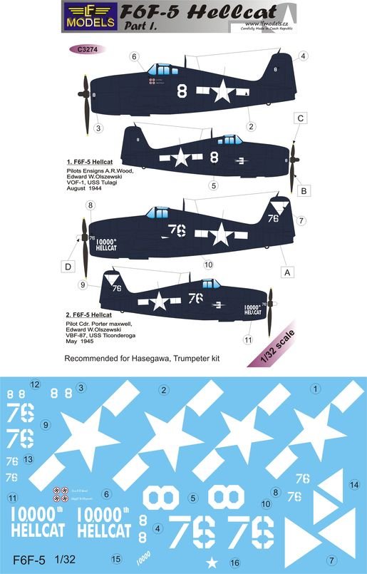 1/32 Decals F6F-5 Hellcat (HAS/TRUMP) Part 1