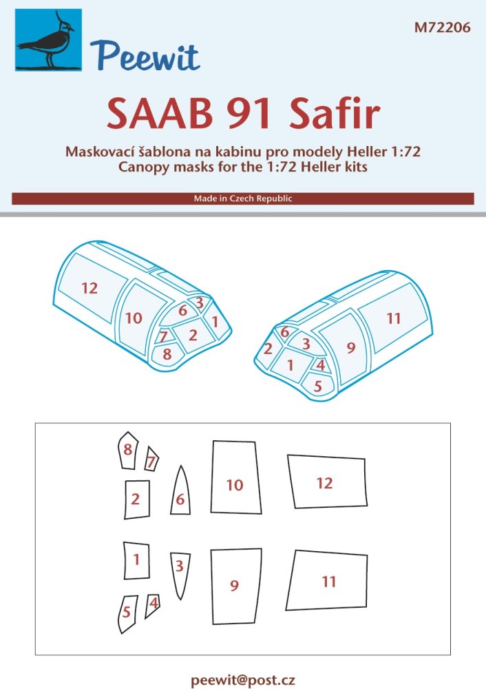1/72 Canopy mask SAAB 91 Safir (HELLER)
