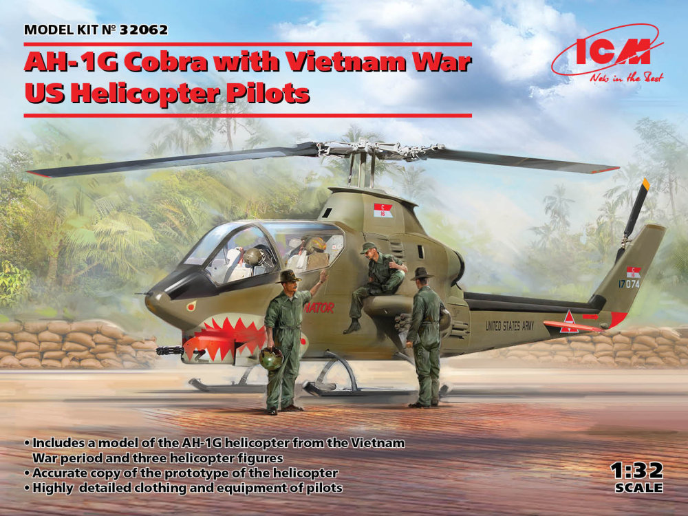1/32 AH-1G Cobra w/ Vietnam War US Helicopt.Pilots