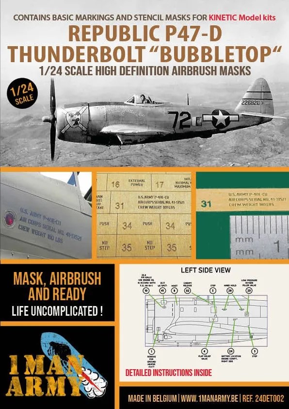 1/24 P-47D Thunderbolt 'Bubbletop' Airbrush mask 