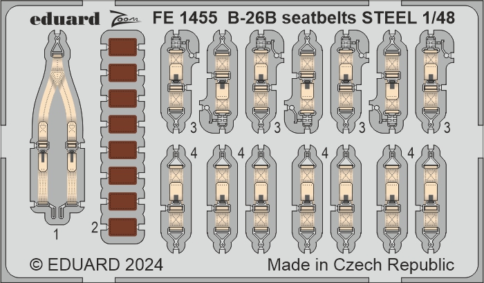 1/48 B-26B Marauder seatbelts STEEL (ICM)
