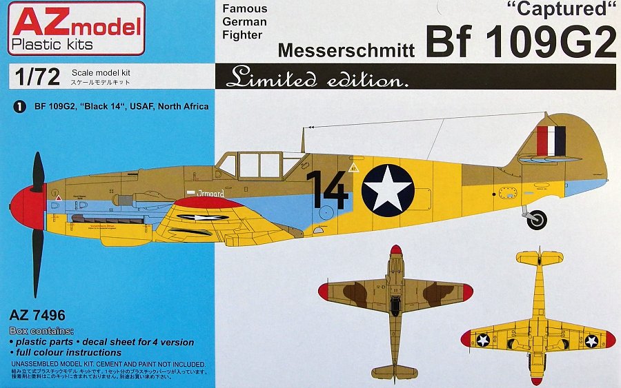 1/72 Messerschmitt Bf 109Ga-2 Captured (4x camo)