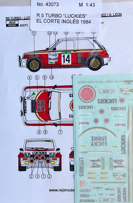 1/43 Renault 5 Turbo LUCKIES El Corte Ingles 1984