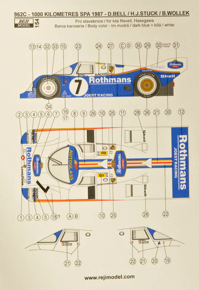 1/24 Porsche 962 C 'Rothmans' 1000km Spa 1987