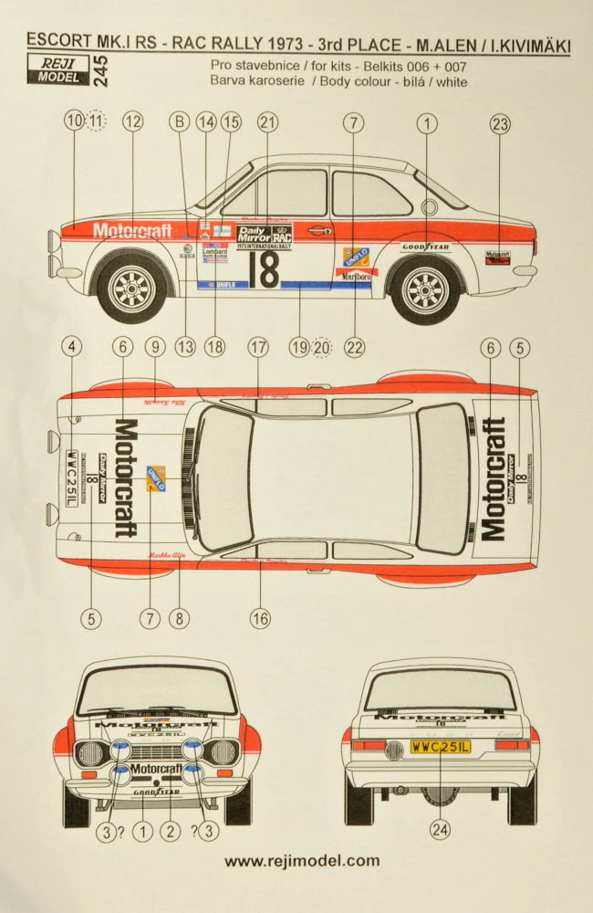 1/24 Ford Escort Mk.I D.Mirror RAC Rallye 1973