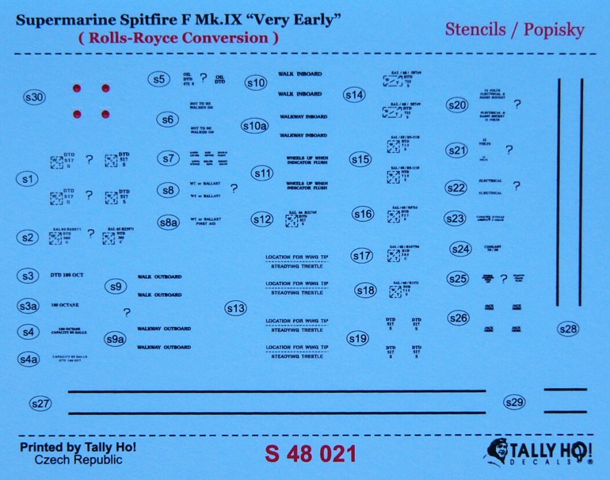 1/48 Supermarine Spitfire F Mk.IX Stencils