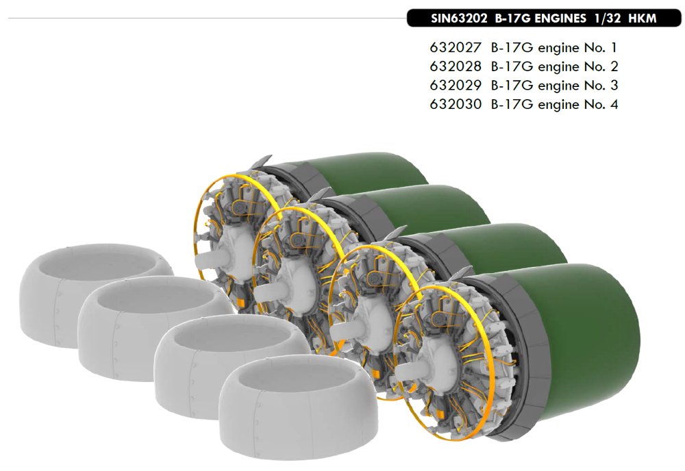 BIGSIN 1/32 B-17G ENGINES (HK MOD)