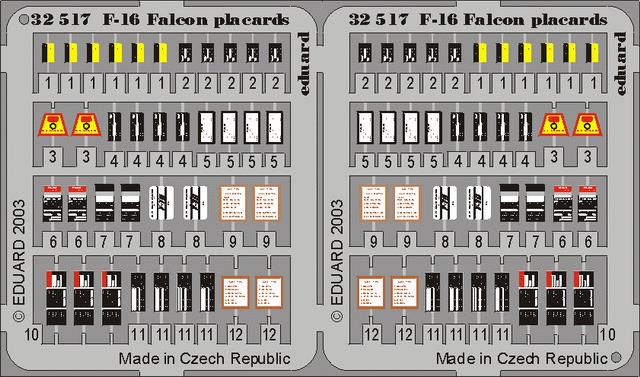 SET F-16 Falcon placards   (HAS)