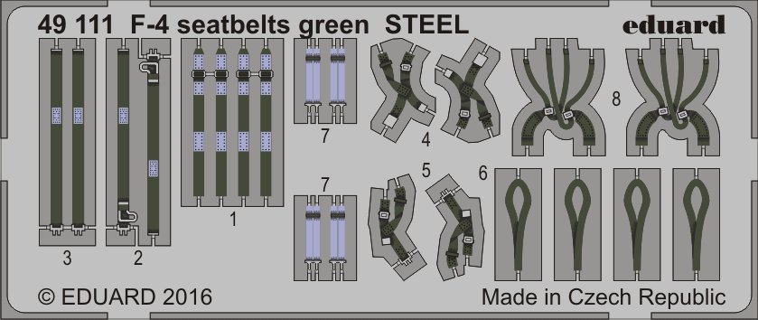 SET 1/48 F-4 seatbelts green STEEL