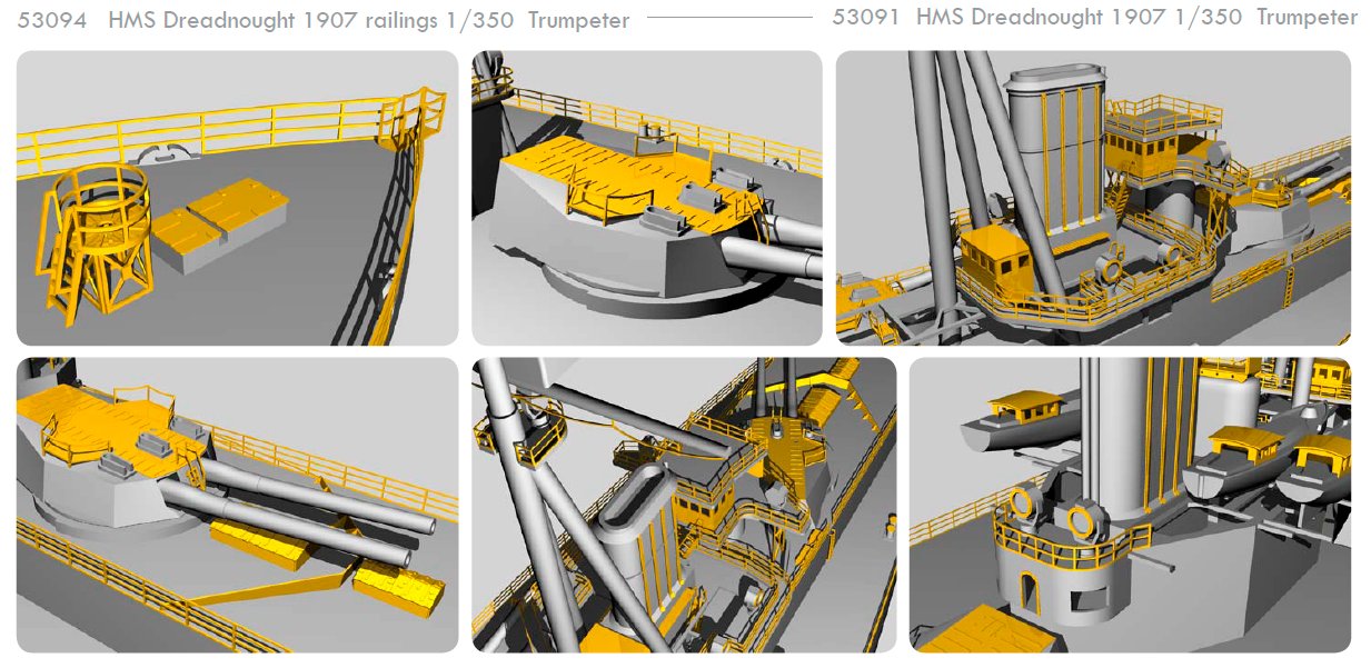 SET 1/350 HMS Dreadnought 1907 railings (TRUMP)
