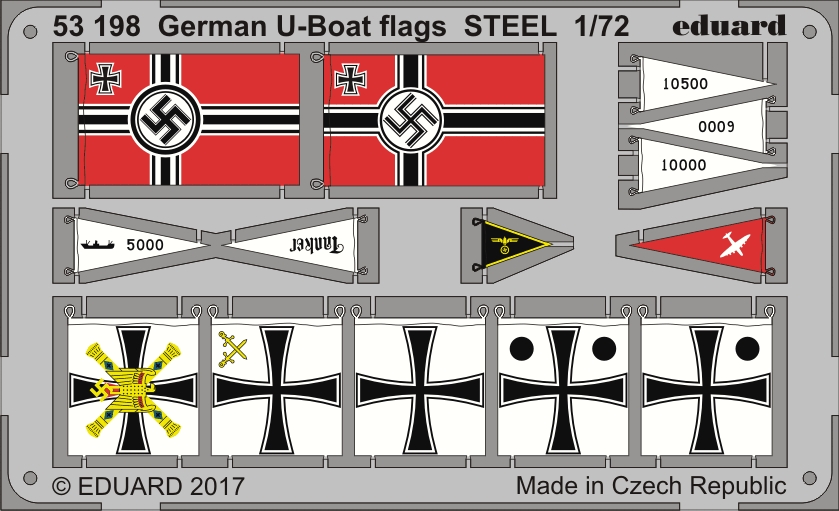 SET 1/72 German U-boat flags STEEL