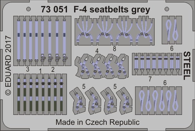 SET 1/72 F-4 seatbelts grey STEEL