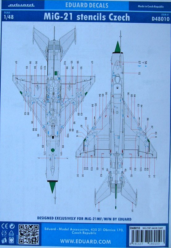 MODELIMEX Online Shop | Decals 1/48 MiG-21 stencils Czech (EDU) | your ...