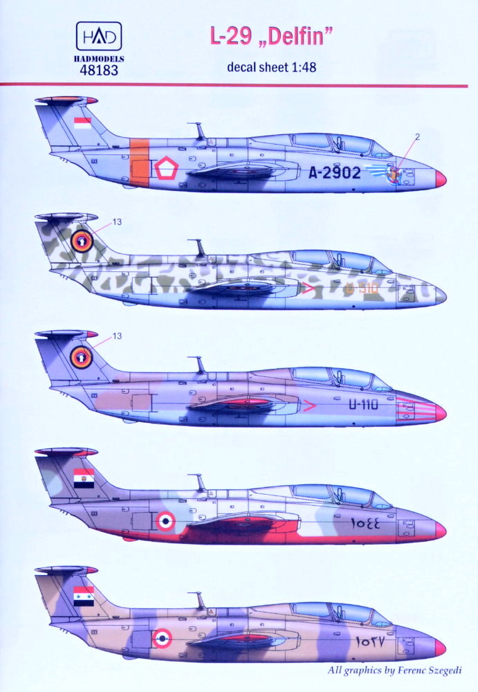 1/48 Decal L-29 Delfin (5x camo)