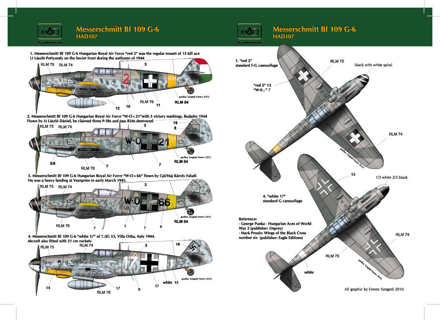 1/72 Decal Bf 109 G-6 (Hungary, Luftwaffe)