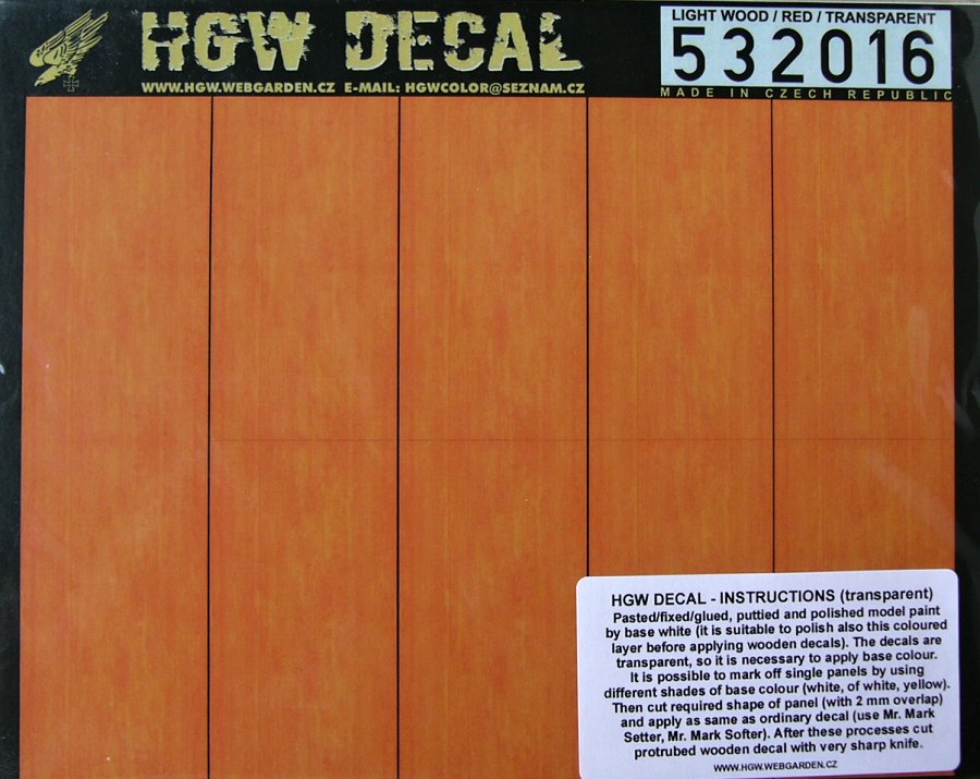 1/32 Decals Light Wood - RED (transparent) SMALL