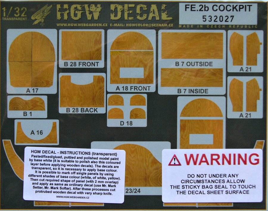 1/32 Decals Fe.2b Cockpit  (transparent)