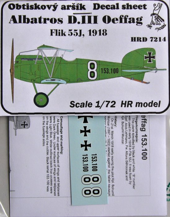 1/72 Decals Albatros D.III Oeffag Flik 55J (1918)