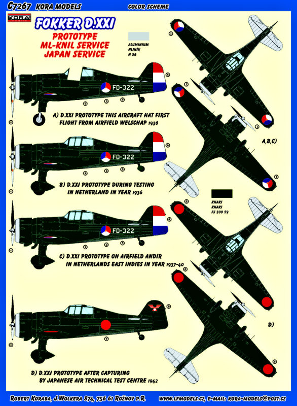 1/72 Fokker D.XXI Conv.Set (Netherland, Japan)