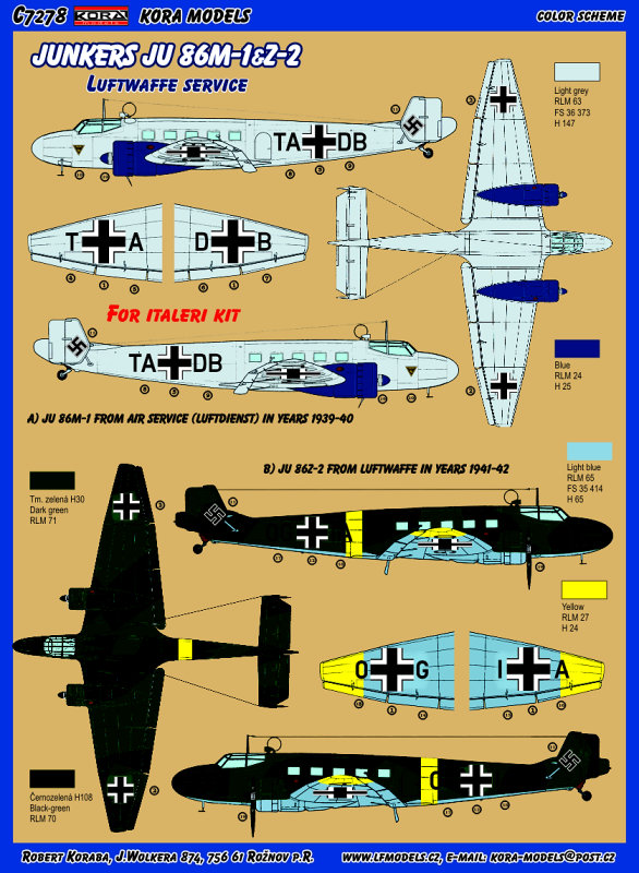 1/72 Ju 86M-1&Z-2 Luftwaffe Conv.set (ITA)