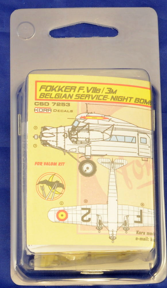 1/72 Fokker F.VIIB/3M Belgium (Night) set&decal