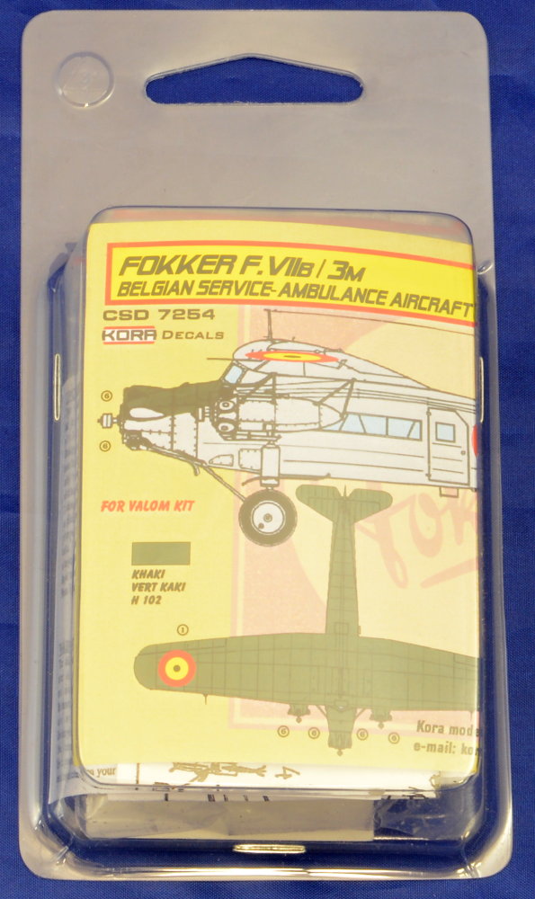 1/72 Fokker F.VIIB/3M Belgium (Ambul.) set&decal