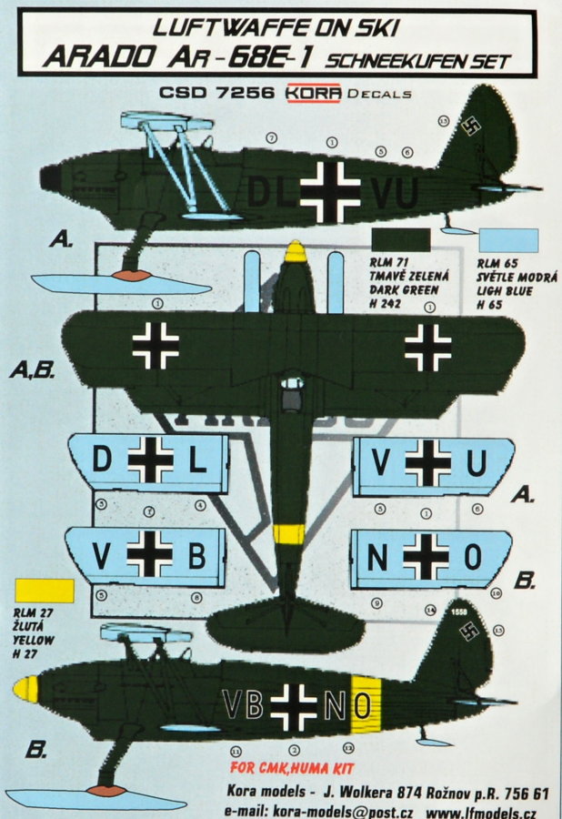 1/72 Arado Ar-68E-1 Ski - Conversion set & decal