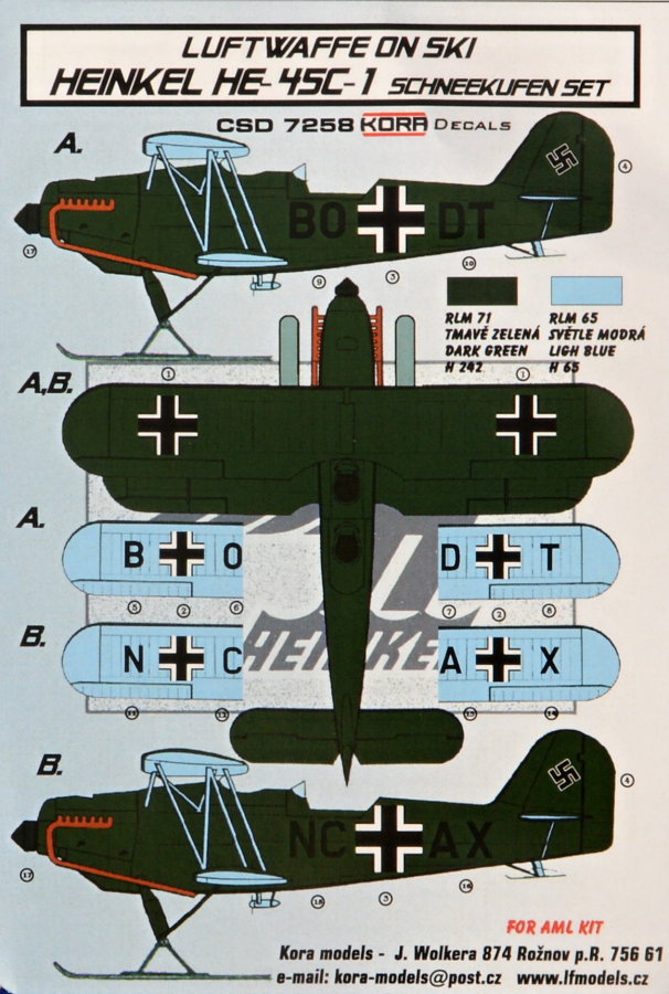 1/72 Heinkel He-45C-1 Ski - Conversion set & decal