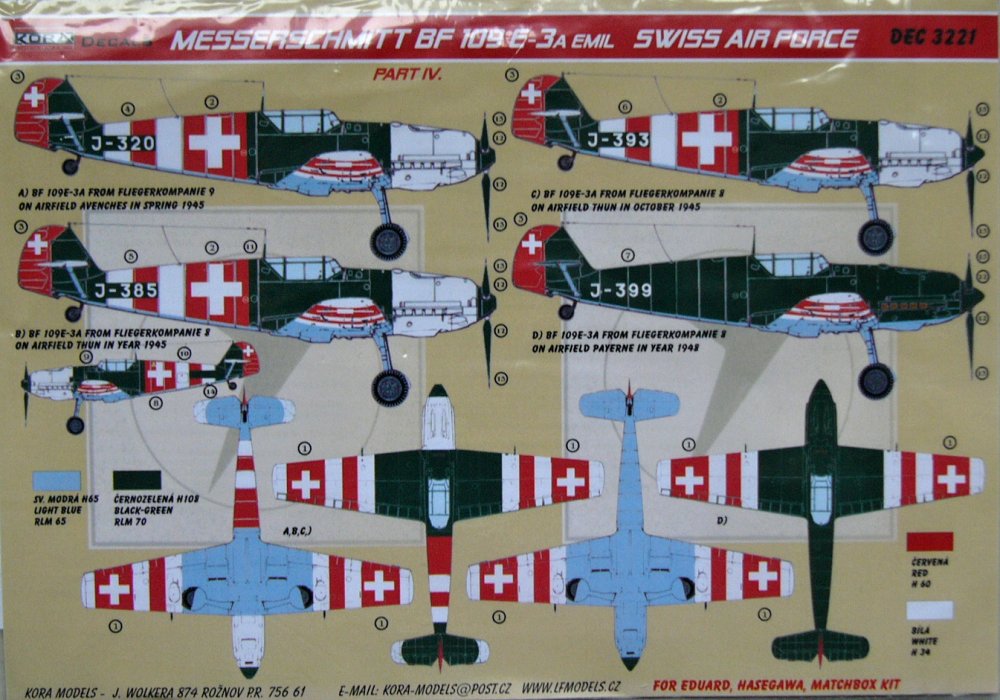 1/32 Decals Bf 109 E-3A Emil (Swiss AF) Part IV.