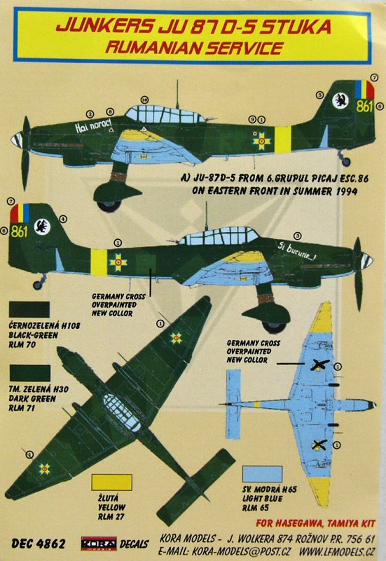 1/48 Decals Ju 87 D-5 Stuka (Romanian Service)