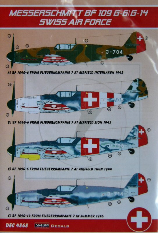 1/48 Decals Bf 109 G-6/G-14 (Swiss Air Force)