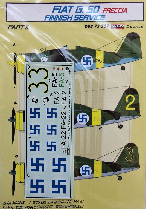 1/72 Decals Fiat G.50 Freccia (Finland) Part II.