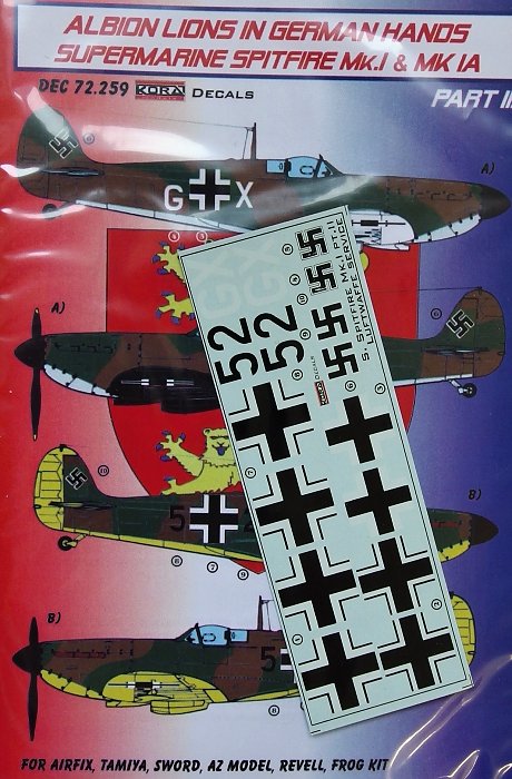 1/72 Decals Spitfire Mk.I&Mk.IA (Luftwaffe) Pt.II.