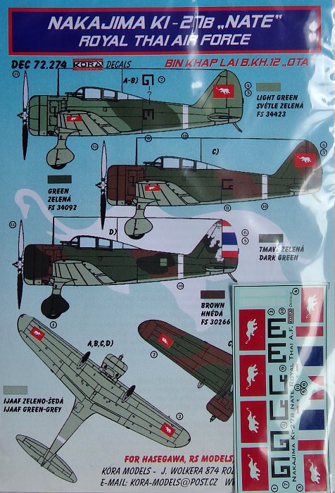 1/72 Decals Nakajima Ki-27B NATE (Royal Thai AF)