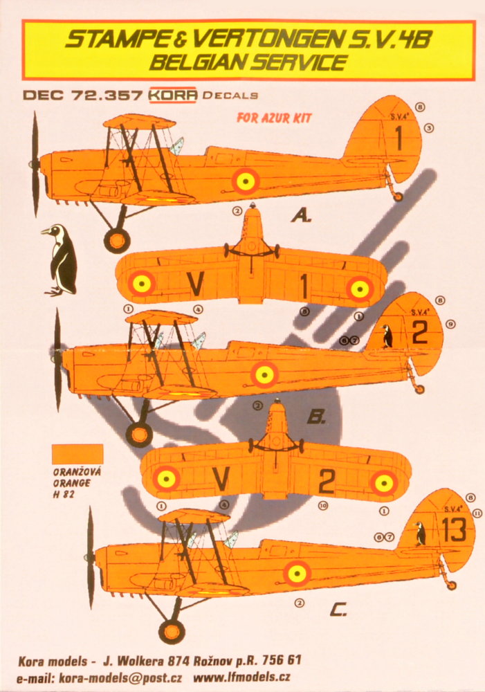 1/72 Decals Stampe&Vertongen S.V.4B (Belgium)