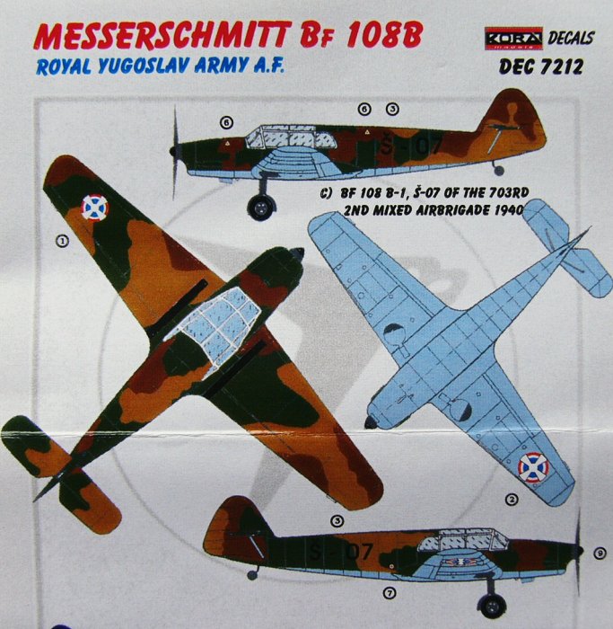 1/72 Decals Messers. Bf 108B (Royal Yugoslav Army)