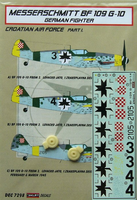 1/72 Decals Bf 109 G-10 (Croat. Air Force) Part 1