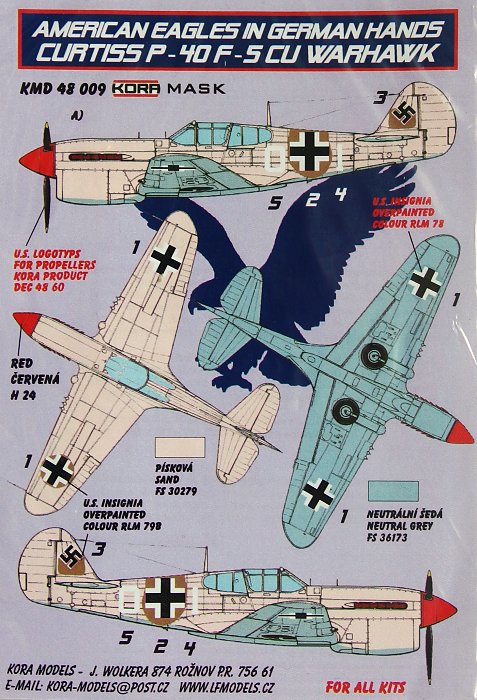 1/48 Mask Curtiss P-40F-5 CU in German hands