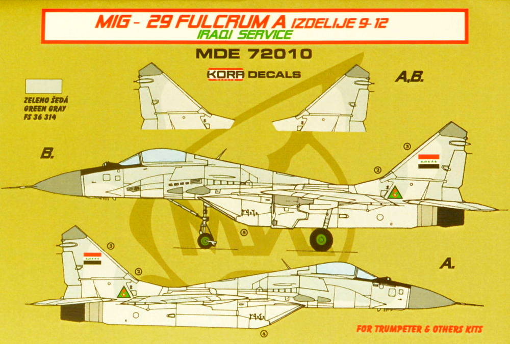 1/72 Decals MiG-29 Fulcrum 9-12 Iraqui Service