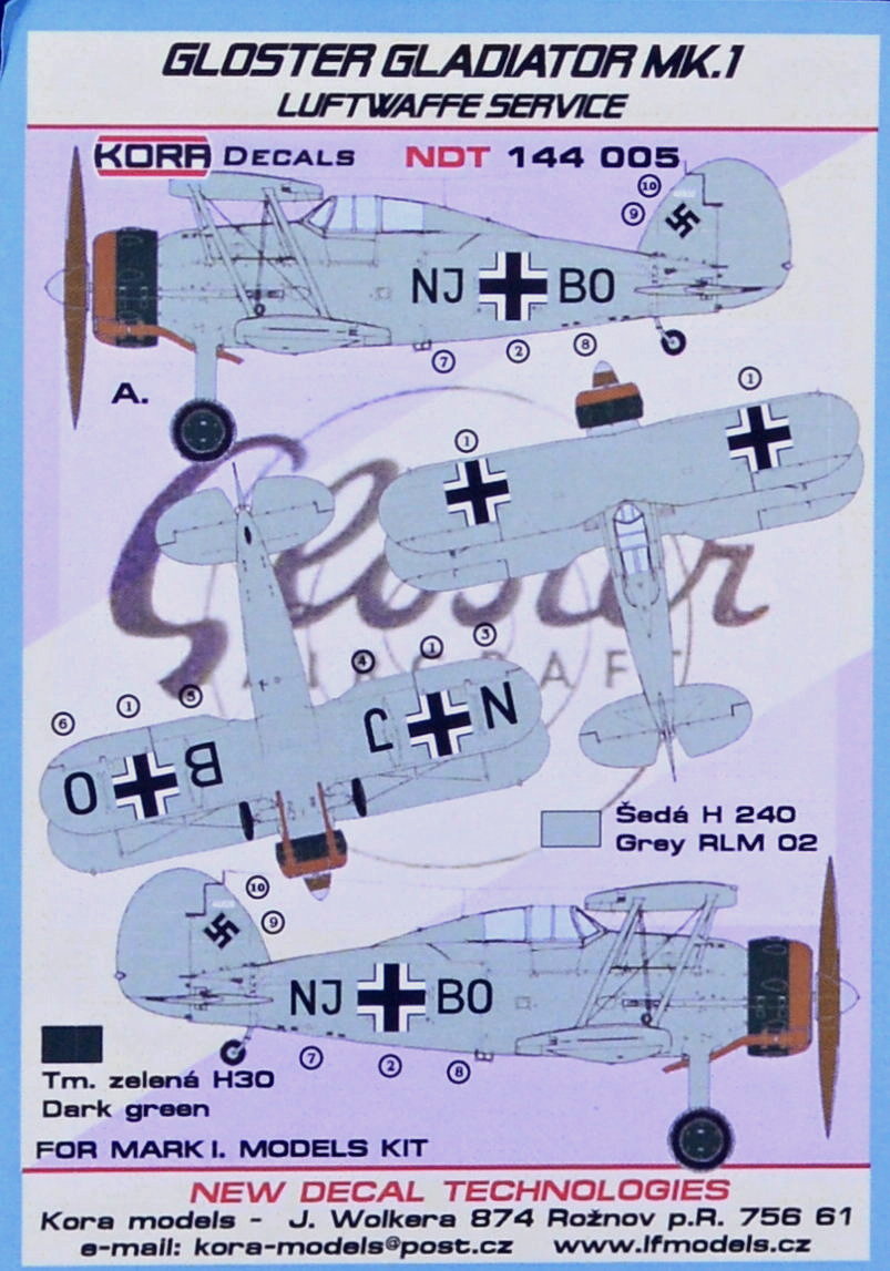 1/144 Decals Gloster Gladiator Mk.I Luftwaffe