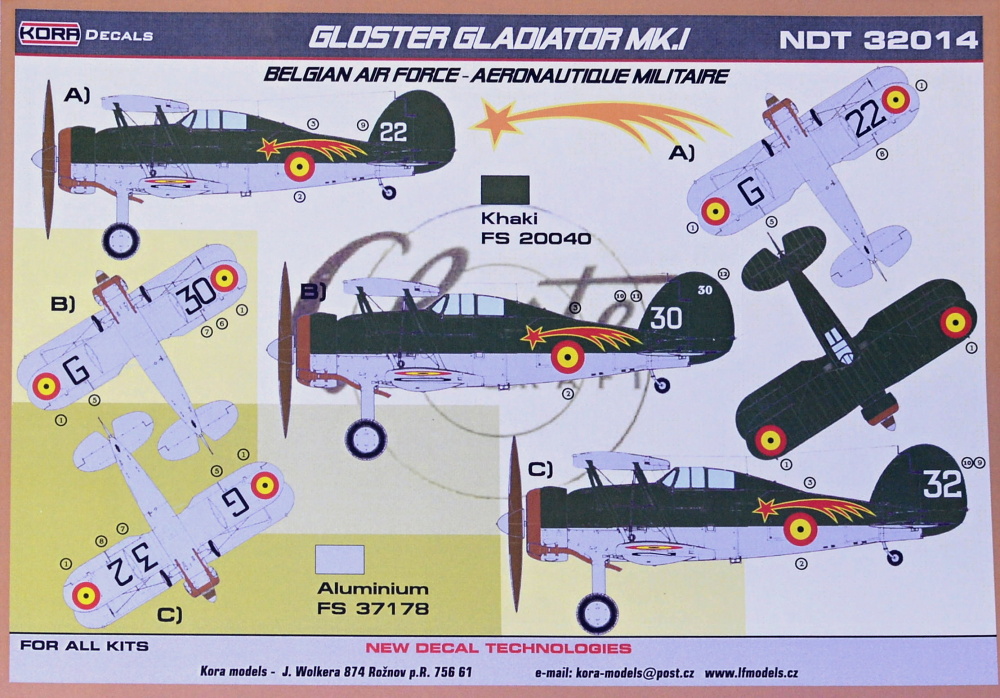 1/32 Decals Gloster Gladiator MK.I Belgian AF