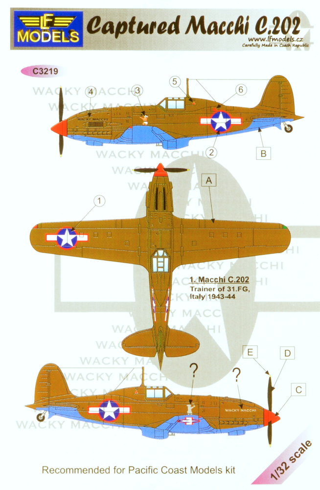 1/32 Decals Macchi C.202 Captured (P.C.M.)