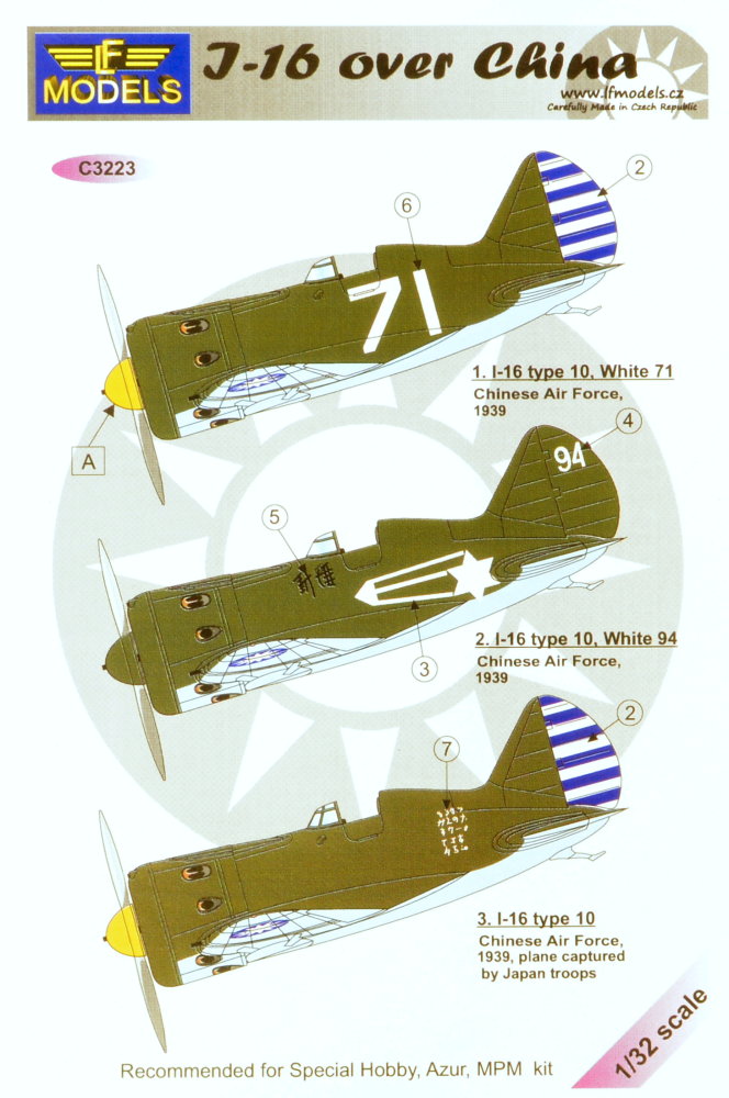 1/32 Decals I-16 Rata over China (SP.HOBBY/MPM)