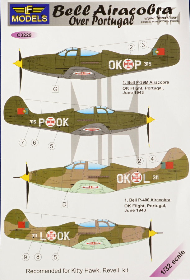 1/32 Decals Bell Airacobra over Portugal (REV)