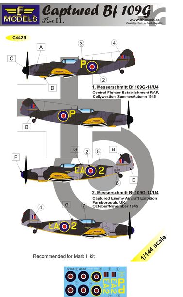 1/144 Decals Captured Bf 109G part 2