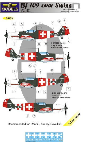 1/144 Decals Bf 109 over Swiss part 3